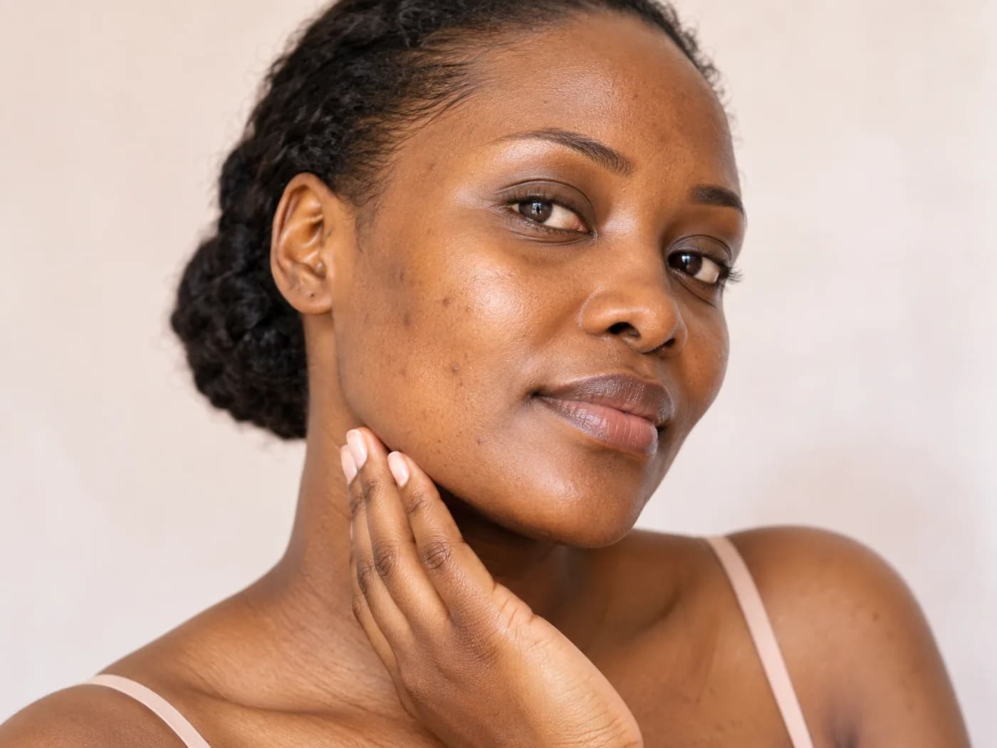 Close-up of natural skin texture, illustrating a skin photo review